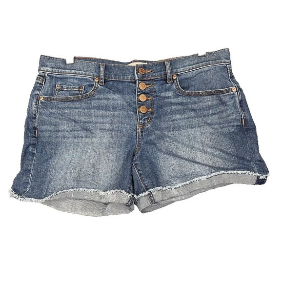 Loft Shorts Womens 4 Blue Jeans Denim Button Fly‎ Cut Off Cotton Stretch Medium - Picture 1 of 9